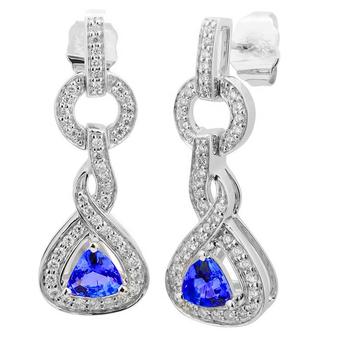 14k White Gold .33ctw Diamond .70ct Tanzanite Earrings