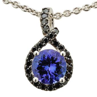 14k White Gold .24ctw Black Diamond 1.40ct Tanzanite Pendant