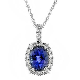 14k White Gold .4ctw Diamond 2ct Tanzanite Pendant