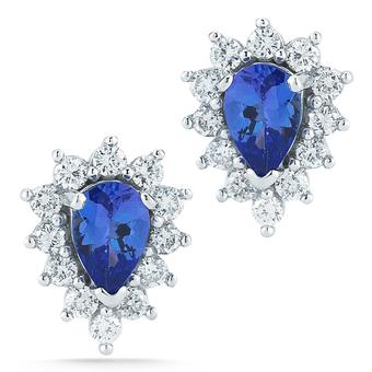 14k White Gold .48ctw Diamond .84ct Tanzanite Earrings