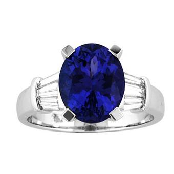 14k White Gold .36ctw Diamond 3.65ct Tanzanite Ring