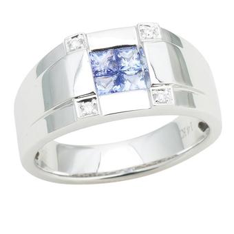 14k White Gold .04ctw Diamond .80ct Tanzanite Ring