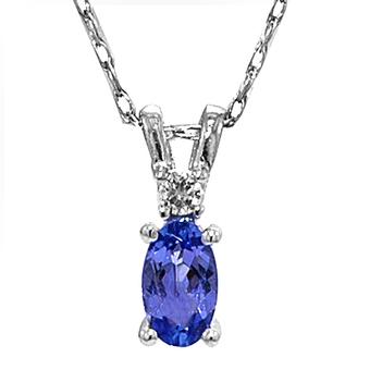 14K White Gold .03ctw Diamond and .27ct Tanzanite Pendant