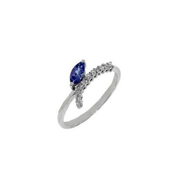 14K White Gold .16ctw Diamond .45ct Tanzanite Ring