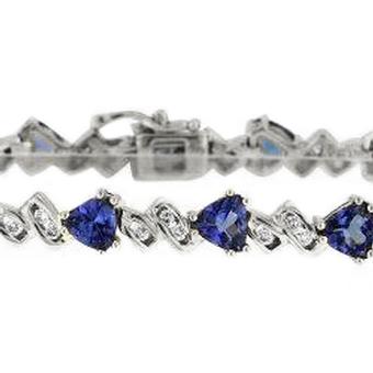 14K White Gold .71ctw Diamond and 7.68ct Tanzanite Bracelet