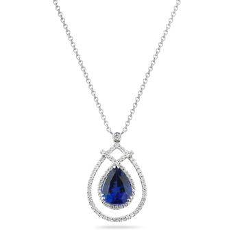 18K White Gold .79ctw Diamond and 4.48ct Tanzanite Pendant