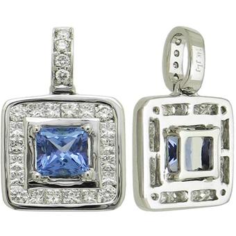 14k White Gold .58ctw Diamond .70ct Tanzanite Pendant