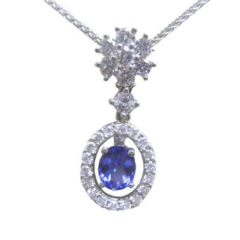 14k White Gold .45ctw Diamond 1.30ct Tanzanite Pendant