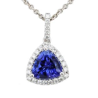 18k White Gold .37ctw Diamont 2.50ct Tanzanite Pendant