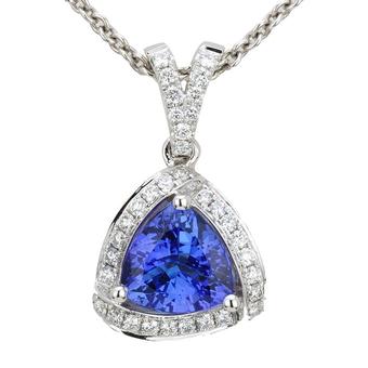 18k White Gold .32ctw Diamond 1.85ct Tanzanite Pendant