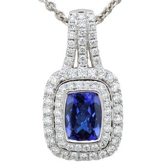 18k White Gold .73ctw Diamond 1.55ct Tanzanite Pendant