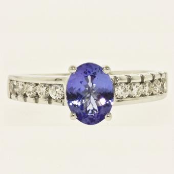 14k White Gold .44ctw Diamond 1.30ct Tanzanite Ring