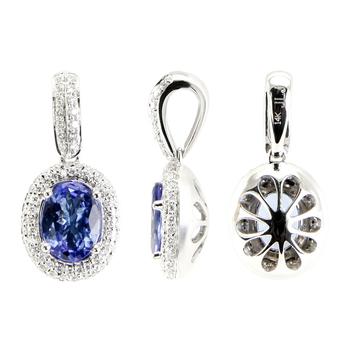14k White Gold .35ctw Diamond 2ct Tanzanite Pendant