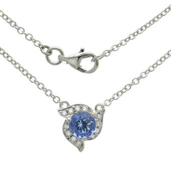 14k White Gold .11ctw Diamond .90ct Tanzanite Necklace