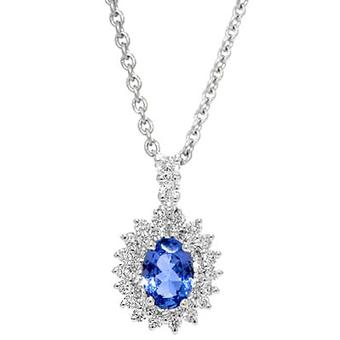 14k White Gold .44ctw Diamond .95ct Tanzanite Pendant