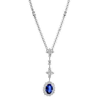 14k White Gold .39ctw Diamond .95ct Tanzanite Necklace