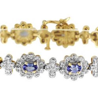 14k Yellow Gold 1.64ctw Diamond 5.40ct Tanzanite Bracelet