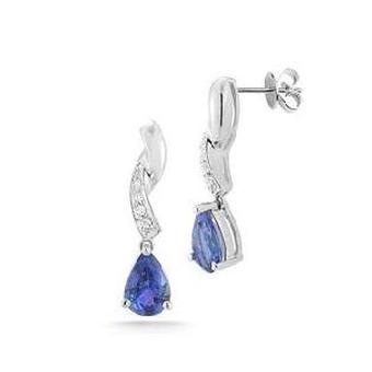 14k White Gold .04ctw Diamond 2ct Tanzanite Earrings