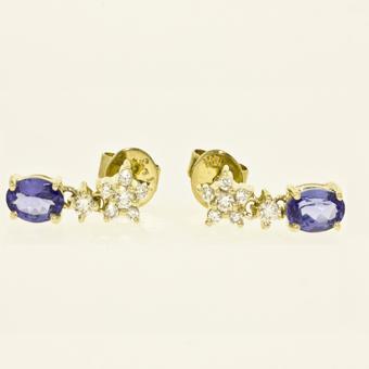 14k Yellow Gold .41ctw Diamond 1.10ct Tanzanite Earrings