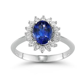 14k White Gold .20ctw Diamond 2ct Tanzanite Ring