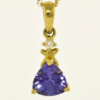 14k Yellow Gold .01ctw Diamond .75ct Tanzanite Pendant