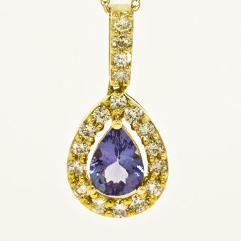 14k Yelow Gold .38ctw Diamond .75ct Tanzanite Pendant