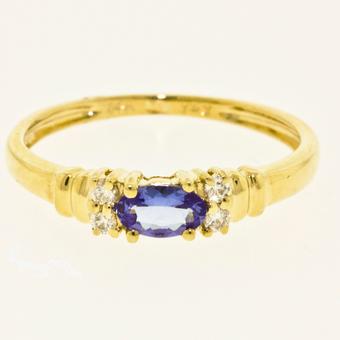 14k Yellow Gold .07ctw Diamond .27ct Tanzanite Ring