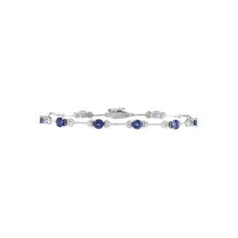 14k White Gold .3ctw Diamond 2.6ct Tanzanite Bracelet