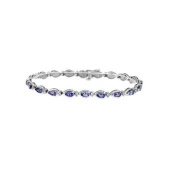 14k White Gold .42ctw Diamond 5.25ct Tanzanite Bracelet