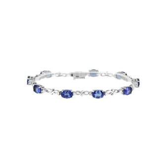 14k White Gold .10ctw Diamond 8.55ct Tanzanite Bracelet