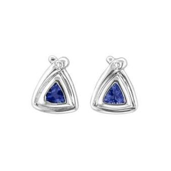 14k White Gold .02ctw Diamond .30ct Tanzanite Earrings