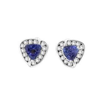 14k White Gold .52ctw Diamond 1.20ct Tanzanite Earrings