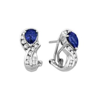 14k White Gold .27ctw Diamond 1.50ct Tanzanite Earrings