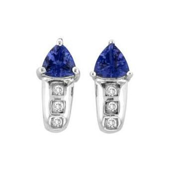 14k White Gold .06ctw Diamond .96ct Tanzanite Earrings