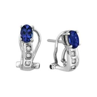 14k White Gold .06ctw Diamond 1.60ct Tanzanite Earrings