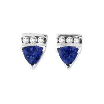 14k White Gold .19ctw Diamond 1.50ct Tanzanite Earrings