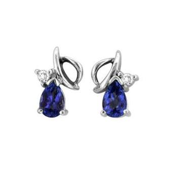 14k White Gold .06ctw Diamond .84ct Tanzanite Earrings