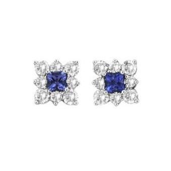 14k White Gold .53ctw Diamond .40ct Tanzanite Earrings