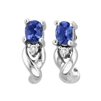 14k White Gold .05ctw Diamond 1.10ct Tanzanite Earrings