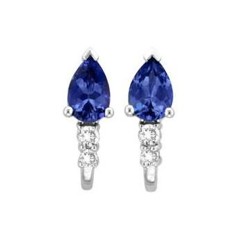 14k White Gold .10ctw Diamond .84ct Tanzanite Earrings