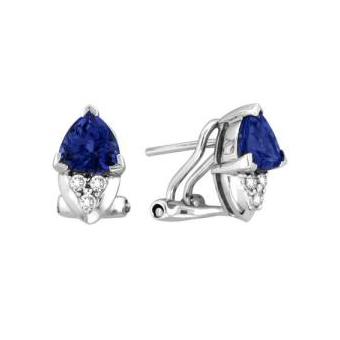 14k White Gold .11ctw Diamond 1.50ct Tanzanite Earrings