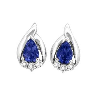 14k White Gold .08ctw Diamond .84ct Tanzanite Earrings
