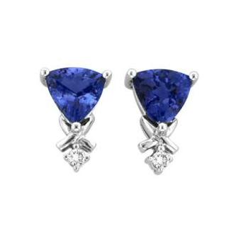 14k White Gold .06ctw Diamond 1.50ct Tanzanite Earrings
