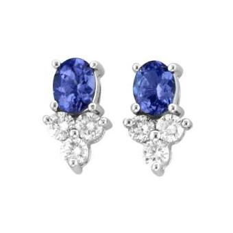 14k White Gold .25ctw Diamond .90ct Tanzanite Earrings