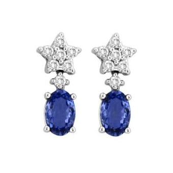 14k White Gold .41ctw Diamond .54ct Tanzanite Earrings