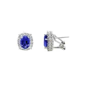 14k White Gold .45ctw Diamond 2.6ct Tanzanite Earrings