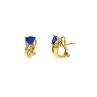 14k Yellow Gold .12ctw Diamond 1.5ct Tanzanite Earrings