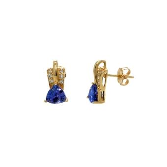 14k Yellow Gold .18ctw Diamond 2.6ct Tanzanite Earrings