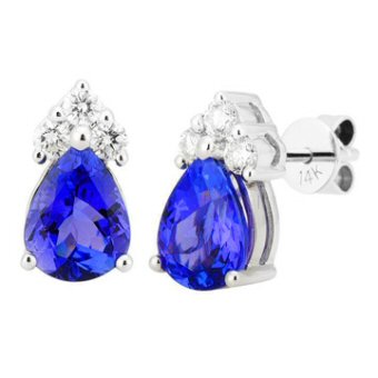 14k White Gold .27ctw Diamond 2ct Tanzanite Earrings