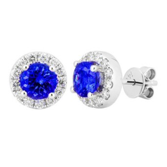 14k White Gold .32ctw Diamond 1.10ct Tanzanite Earrings